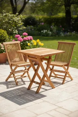 Productafbeelding van Teakea - Teak Houten Tuintafel Klaptafel | vierkant | 60 x 60 Inklapbaar