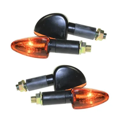Produktbild von Motorrad Mini Blinker Set (4 Stück) Leo lang schwarz orange E- M10