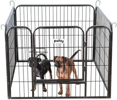 Productafbeelding van Puppyren 80 X 80 X 60 Cm - 4 Panelen - Gelegeerd Staal - Zwart - Binnen En Buiten - Hondenren