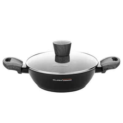 Produktbild von FLORINA Topf aus Aluminium (1,6 l) | 20 cm Durchmesser | Kochtopf mit Glasdeckel - Antihaftbeschichtet | Topf Induktion - Oval | Ideal für Induktionsherd, Gasherd und Elektroherd (Schwarz)