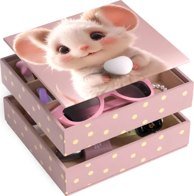 Produktbild von AdelDream Schmuckkästchen Schmuckorganizer Schmuckkasten mit 2 Ebenen Schmuckbox Schmuckgeschenkbox Schmuckaufbewahrung Geschenk für Damen  Maus