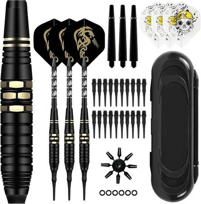Produktbild von Famanu Soft Dartpfeile Set 18 Gramm mit Kunststoffspitzen - Komplettset für elektronische Dartboards