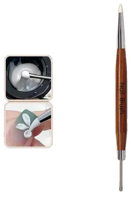 Obrázek produktu pro Štětec na nehtové umění, oboustranný design, rukojeť s kamínky, č. 4