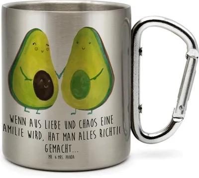 Produktbild von Mr. & Mrs. Panda Thermobecher Avocado Pärchen - Transparent - Geschenk, wanderbecher, Babyshower, Familie, Avocados, Liebe, Metallbecher, thermotasse, Edelstahl, Teetasse