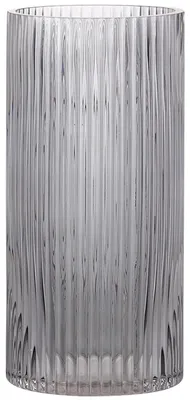 Produktbild von Omgoods – Schwarze Glasvase für Blumen – Rillenmuster, 25 cm