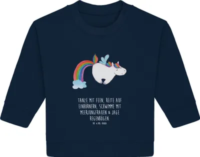 Produktbild von Mr. & Mrs. Panda Organic Baby Pullover Einhorn Fliegendes Pferd 6. - 12. Monat - French Navy - Geschenk, Bullover, Regenbogen, Realität, Unicorn, Spielen, Glitzer