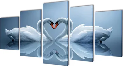 Produktbild von Möbel Bilder Dekoration Set Schwan 100 x 50 cm - Leinwandbilder 241568