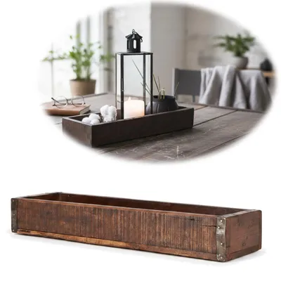 Produktbild von LS-LebenStil Vintage Holz Aufbewahrungsbox Unika 43x13cm Roadwood Holzkiste Besteckkasten Besteckkorb Küche Büro Organizer Holzbox Ordnungsbox