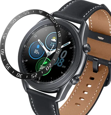 Zdjęcie produktu dla Czarno-biały pierścień bezelowy INF do Galaxy Watch 3 45 mm - stal nierdzewna
