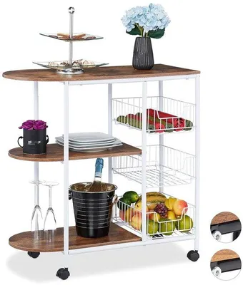 Obrázok produktu pre Servírovací stolík s úložným priestorom – biely a hnedý