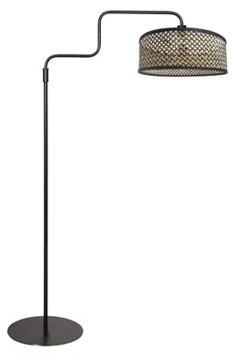 Image de Lampadaire - noir - Bloeba - bambou métal - Ø 40cm - E27 - 4170ZW - Steinhauer