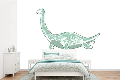 Produktbild von MuchoWow® Fototapete für Wohnzimmer oder Schlafzimmer Wandtapete Vinyl Motivtapete Kinderzimmer - Plesiosaurier - Dinosaurier - Junge - Mädchen - Kind - 390x260 cm - Kindertapete - Papiertapete