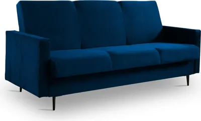 Obrázek produktu pro Rozkládací pohovka FLORA – Tmavě modrá – Bonell pružiny – Úložný prostor – 212x96x89 cm – Robustní materiál – Moderní design