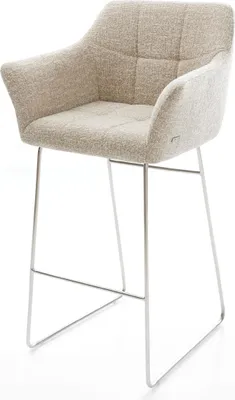 Produktbild von DELIFE Barstuhl Yulo-Flex Webstoff Soft Beige Kufengestell Edelstahl Silberfarben