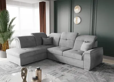 Produktbild von Ecksofa Schlafsofa Sofa FREJA Stoff Brooklyn Betongrau Ottomane Links