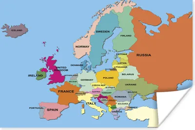 Produktbild von MuchoWow® Poster Karte - Europa - Englisch 160x120 cm - Foto Plakat