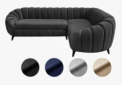 Zdjęcie produktu dla Narożnik Verno 270 x 210 cm, pianka HR45 i sprężyny Bonell, wolnostojący, nowoczesne pikowanie, ciemnoszary