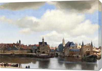 Obrázok produktu pre Obraz 100 x 70 cm Pohľad na Delft, Vermeer Vintage do obývacej izby