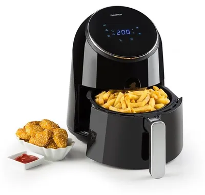 Obrázek produktu pro Klarstein AirVital - horkovzdušná fritéza, fritéza, AirFryer, 1300 W, objem 2,5 l, smažení bez tuku, pečení, grilování, opékání, 8 programů, nepřilnavý povrch CeraPlus, černá barva