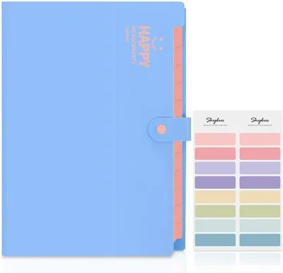 Produktbild von A4-Ordner, aufklappbar, Organizer mit Etiketten, blau, für Arbeit, Schule, Zuhause