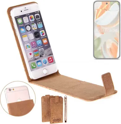 Produktbild von K-S-Trade Handyhülle kompatibel mit Google Pixel 9 Pro Kork Hülle Flipstyle Case Schutzhülle Kork Case Hülle Flip cover Klapphülle Klapp, braun