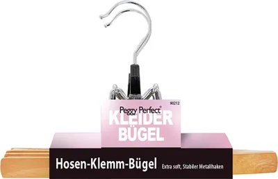 Produktbild von Peggy Perfect Hosenklemmbügel Holz natur lackiert 2er Pack
