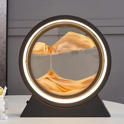 Produktbild von Drehbares 3D Fließsand-Bild mit LED-Nachtlicht, Sandkunst-Deko für Schreibtisch, Geschenk