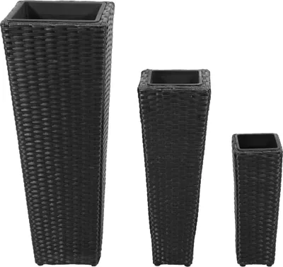 Obrázok produktu pre vidaXL Záhradná vyvýšená posteľ 3-dielna Poly Rattan Black