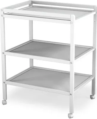 Produktbild von AT4 - Wickeltisch 2 Regale LILO Weiß | 75 x 58 x 94 cm | Wickelkommode mit Rollen | Platzsparend | Kompakt