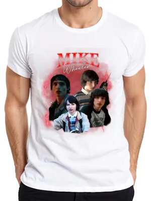 Obrázok produktu pre Mike Wheeler Stranger Fan Gift Hawkins 80s Retro 90s Bootleg Pánske tričko, White, S
