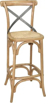 Image de Tabouret de bar Bolero avec dossier, en bois de chêne
