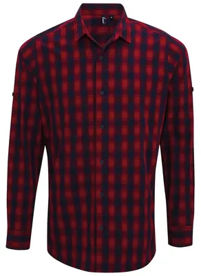 Obrázek produktu pro Premier - Pánská košile „Mulligan“ s dlouhým rukávem LT2709 (XL) (červená/námořnická modrá)