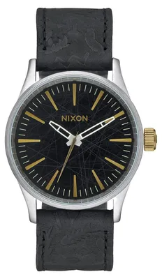 Produktbild von Nixon A377 2222 Sentry 38 Leather Black Brass Herrenuhr
