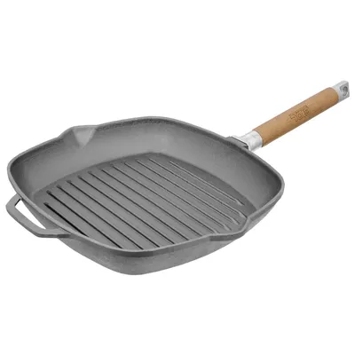 Produktbild von Grillpfanne Gusseisen Steakpfanne Bratpfanne Holzgriff abnehmbar 24 cm Induktion