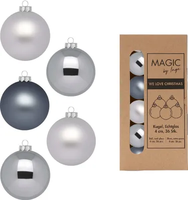 Produktbild von Weihnachtskugeln Glas 4cm 36 Stück - Hazy Grey