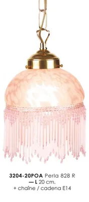Produktbild von Hängeleuchte im Landhausstil mit Glasfransen 3204 - 20POA - 828R Rosa Leuchte Lampe