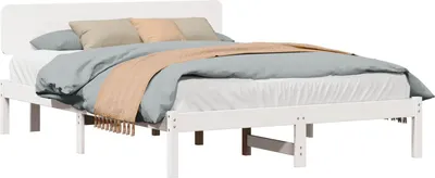 Obrázok produktu pre vidaXL Rám postele s čelom biely 200 x 200 cm z masívneho borovicového dreva
