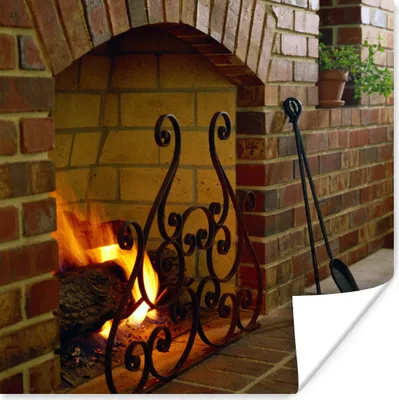 Produktbild von MuchoWow® Poster Feuer im Kamin 100x100 cm - Babyzimmer