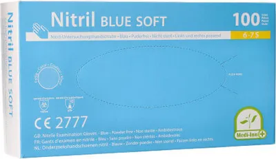 Produktbild von Medi-Inn Nitril blue soft Einmalhandschuhe | blau | latexfrei und puderfrei (Größe: S, 100 Stück)