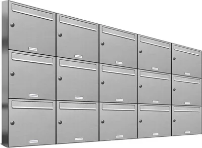 Produktbild von 15er Edelstahl Briefkasten Anlage 15 Fach Wandbriefkasten Postkasten