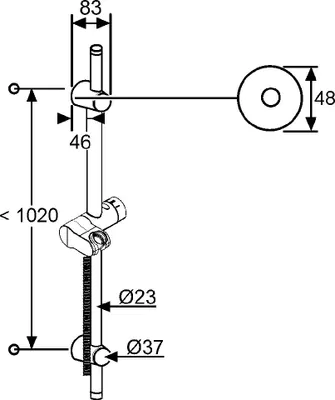 Produktbild von KLUDI A-QA v flexible Wandstange, Länge 1100mm, chrom, 6209505-00