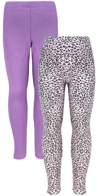 Produktbild von TupTam Mädchen Leggings 2er PACK Winterleggings Thermo Hohe Taille Leggins Gefüttert Fleece, Farbe: 2er Pack Leopard / Lila, Größe: 134