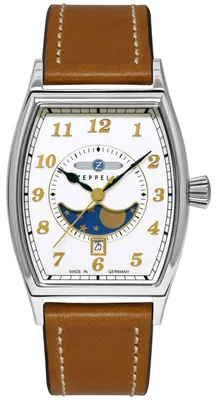 Zeppelin 8337-1 Damenuhr Metropolis Mondphase Lederband Braun 1