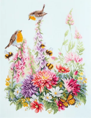 Productafbeelding van Magic Needle Zweigart Editie Kruisstikset "Roodborstjes zingen", telpatroon, 31x40 cm