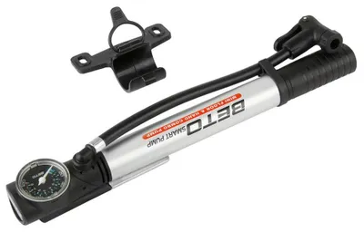 Image de Pompe à vélo télescopique - Pompe à pied noire - 8,5 bar - 20 cm - Aluminium