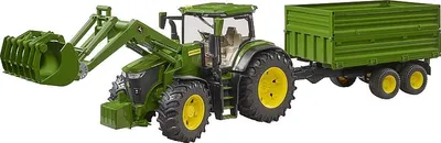 Produktbild von BRUDER John Deere 7R 350 mit Frontlader und Tandemachstransportanhänger, Traktor, 3 Jahr(e), Kunststoff, Mehrfarbig