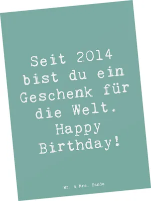 Produktbild von Mr. & Mrs. Panda Postkarte Spruch 2014 Geburtstag Geschenk - Meeresbrise - Postkarten, Happy Birthday, Geburtstagsfeier, Jahrgangsparty, Alter, Geburtstagsgeschenk