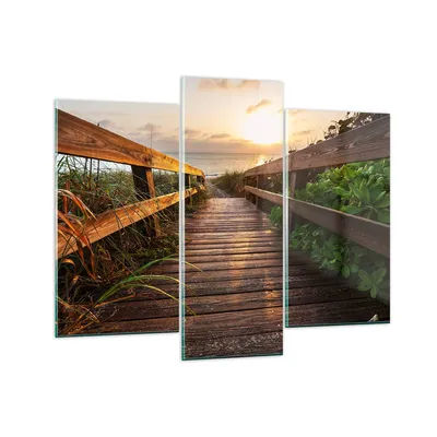 Produktbild von Bilder auf glas - Fußgängerbrücke Meer Strand Ufer - 130x100cm - Glasbilder - Wandbilder - Kunstdruck - Wanddekoration aus Glas - Glas Bilder - Wandbild auf Glas - GCB130x100-2617