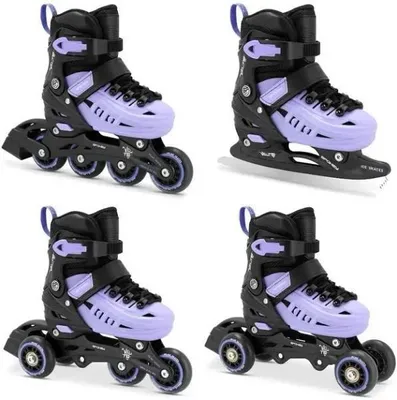 Produktbild von Kinder 4in1 Inlineskates Spokey 4ONE Größe 34-38, verstellbar, Inliner Rollschuhe Schlittschuhe