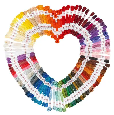 Stickgarn-Set, 100 Spulen, 8 m, 6-fädig, Polyester, 100 Farben